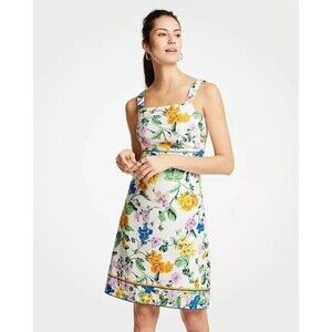 Ann Taylor Womens Dress Size 10 Floral Linen Blend Spring Feminine Preppy Career